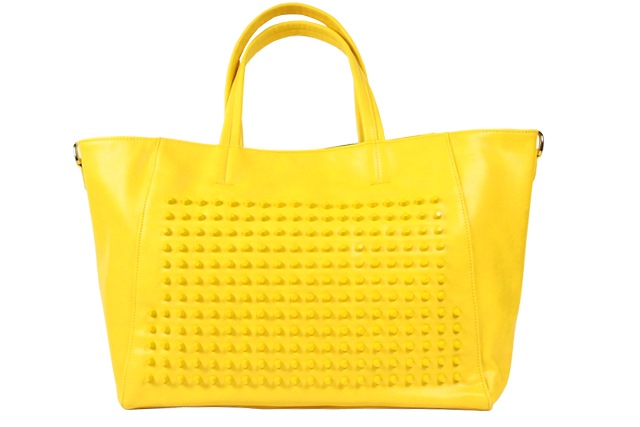 スタッズトートバッグ カラフル 【Lサイズ】本体【イエロー】×スタッズ