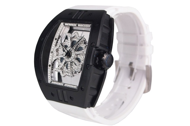 アンコキーヌ ビッグ レクタングル スケルトン クロス ベゼル シルバークロス クリアーベルト ブラック 1125-0102 腕時