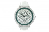 クロスシルバーカスタム＜スワロ：グリーン＞＜ベルト：本革ホワイト＞1101-0701|クロスモチーフ（非表示）|時計