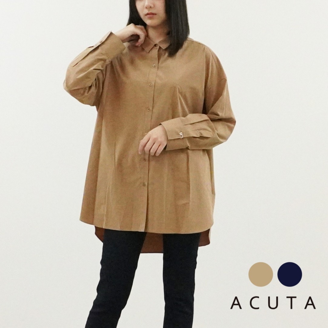 【セール/30%OFF】ACUTA アクータ ビッグカフスシャツ 無地 レギュラーカラー 10093605 レディース【SALE】【返品・交換不可】 セール/30%OFF】ACUTA アクータ ビッグカフスシャツ 無地
