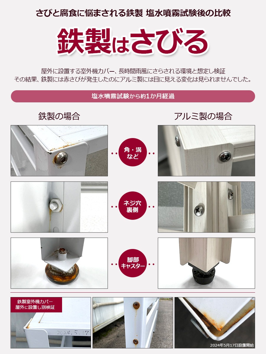 ＜KB90-PT アルミ製エアコン室外機カバー（シンプルモデル）＞900×380×730mm