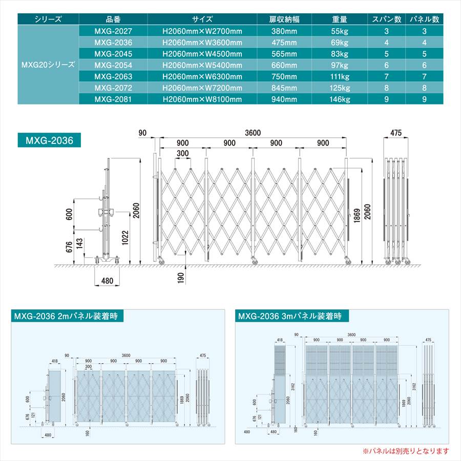 ＜MXG-2054 クロスキャスターゲート＞幅5.4m×高さ2.1m【西濃運輸】<br>
