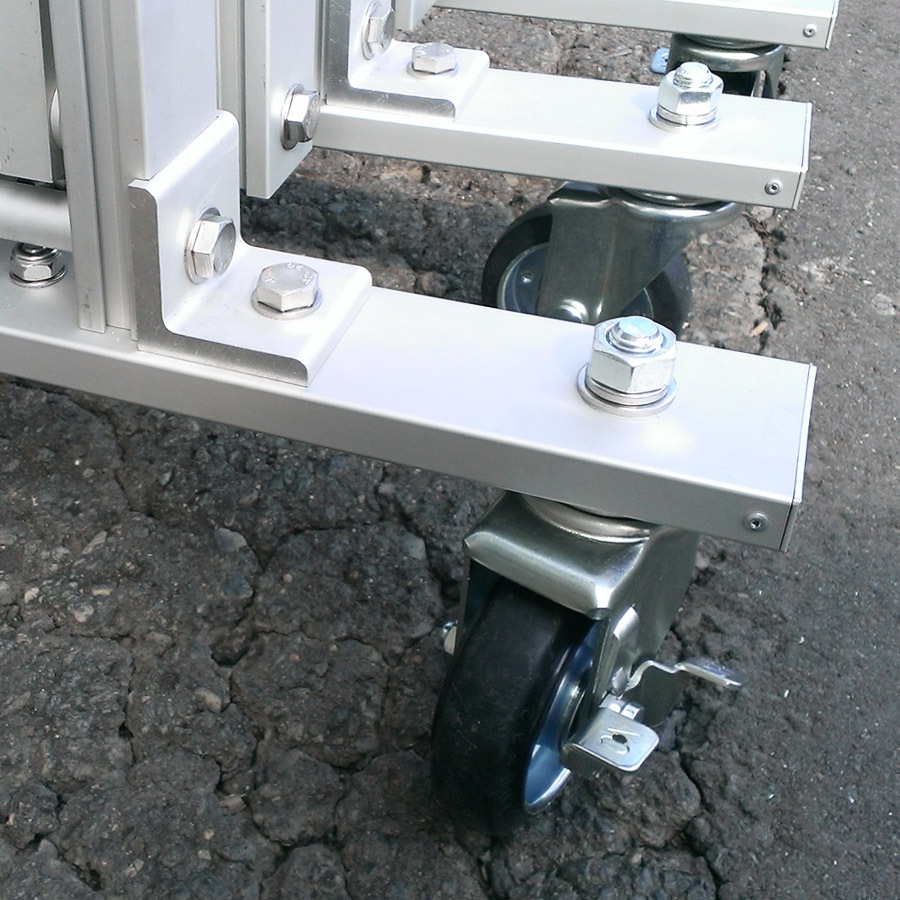 ＜AXG2027P アルミキャスタークロスゲート(2mパネル付)＞W2.7m×H2.1m【西濃運輸】<br>サイクルキャスターゲート<br>CCGA-2027型 (社)仮設工業会月刊誌に掲載