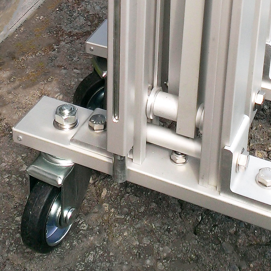 ＜AXG2054P アルミキャスタークロスゲート(2mパネル付)＞W5.4m×H2.1m【西濃運輸】<br>サイクルキャスターゲート<br>CCGA-2054型 (社)仮設工業会月刊誌に掲載