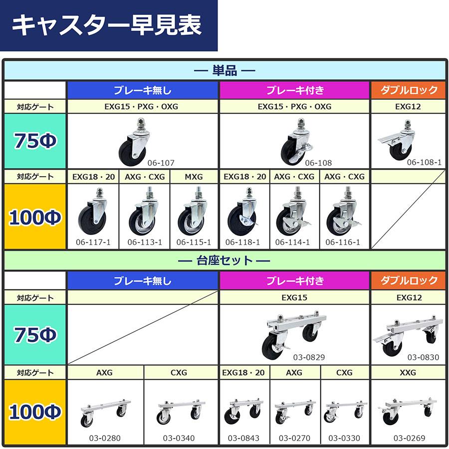 自在キャスター 360度回転 ユーエイキャスター 車輪径100Φ M16×30mm ブレーキ無 アルミゲート用キャスター MXG用 車輪 06-115-1 （送料別）【土日出荷不可】