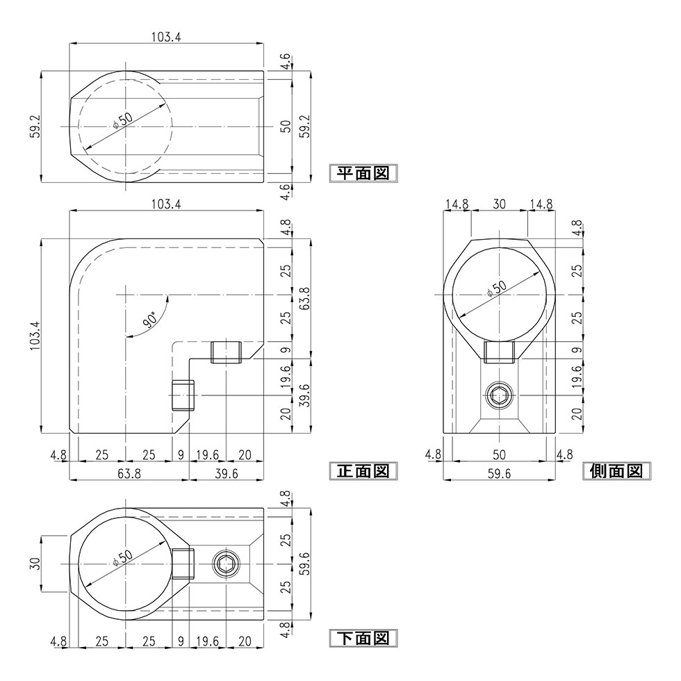 ＜90°コネクタ キーライト Kee Lite L15-8＞【土日出荷不可】