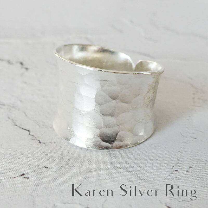 カレンシルバーリング レディース メンズ 槌目ワイド 指輪 太め
