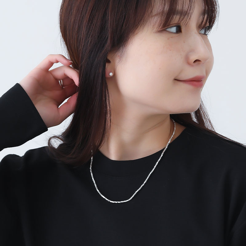 ネックレス カレンシルバー 45cm シルバービーズ 小粒 レディース