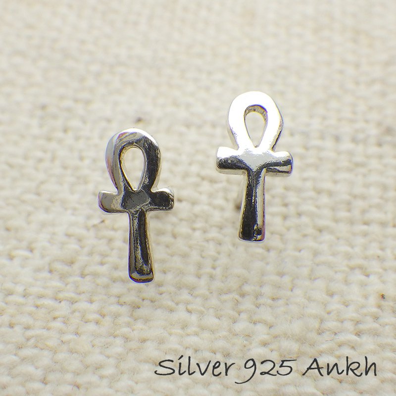 ピアス アンク十字架 クロス silver シルバー925 古代エジプト 金属