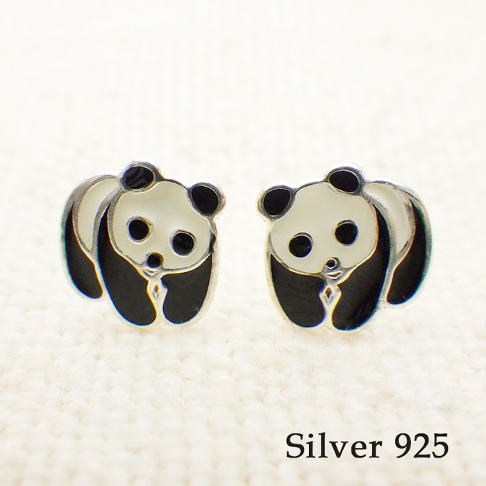 シルバー925 ピアス パンダ 金属アレルギー対応 レディース ニッケル
