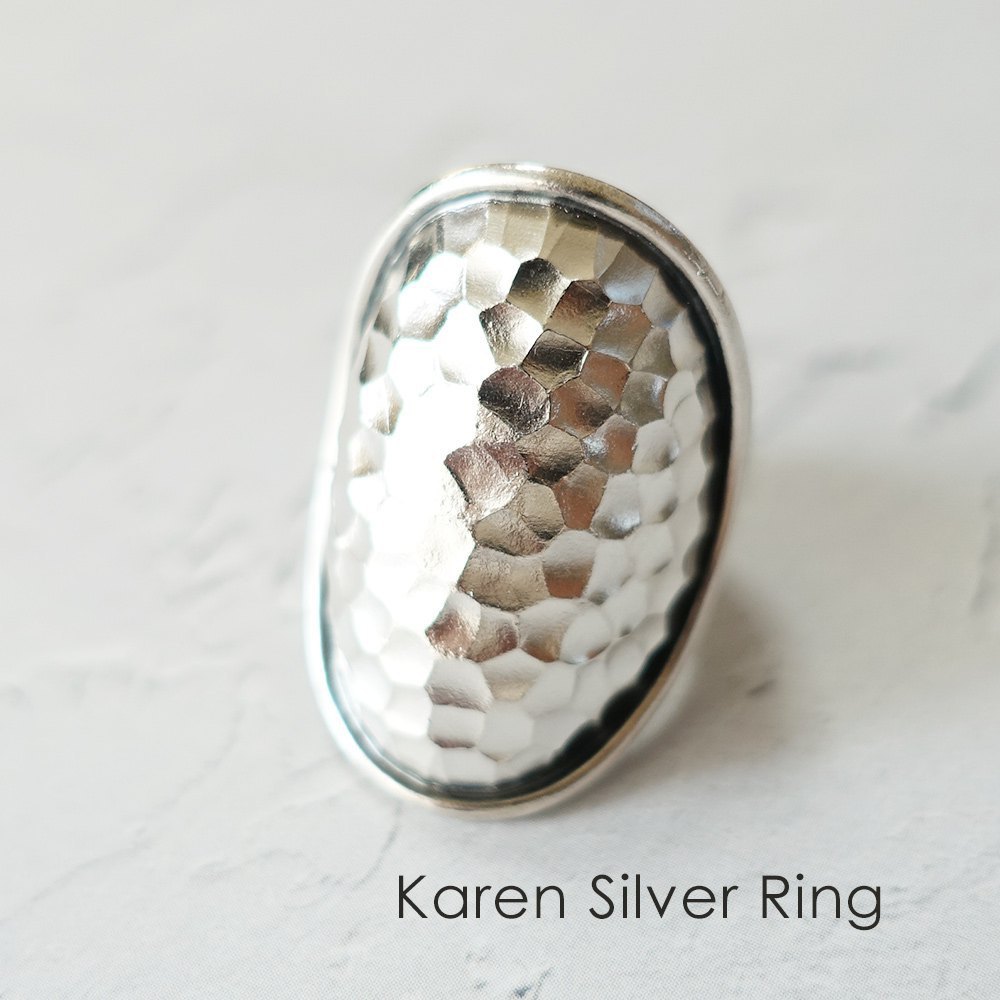槌目オーバル カレンシルバーリング レディース メンズ 13号 15号 17号