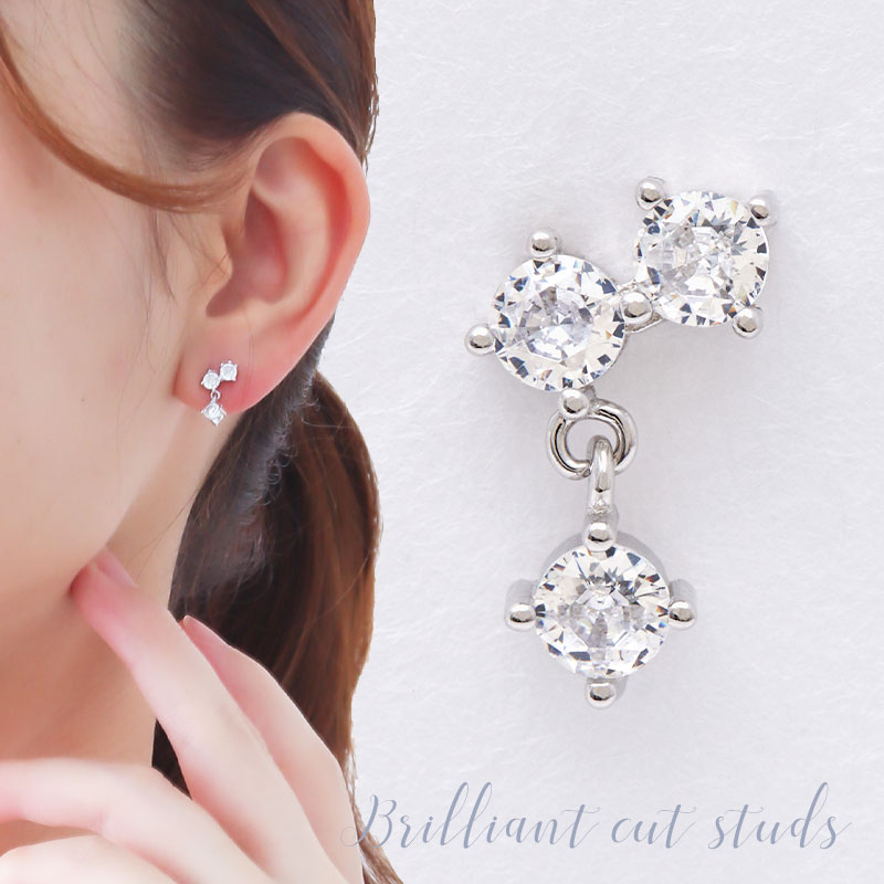 ピアス レディース 揺れる CZ 金属アレルギー対応 シルバー925 小さい