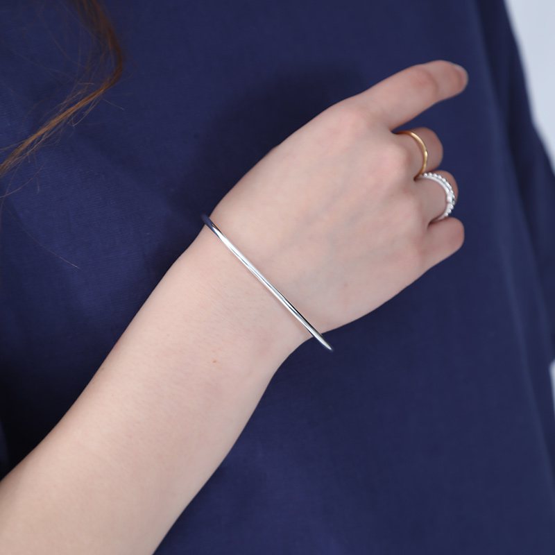 シルバー925 バングル シンプル 幅2.5mm 金属アレルギー対応 ニッケル