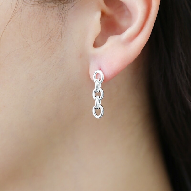 ピアス チェーン レディース シルバー925 金属アレルギー対応 ニッケル