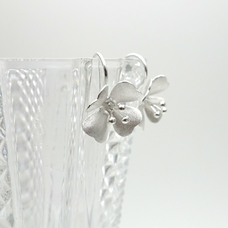 ピアス 花 シルバー925 金属アレルギー対応 フラワー フック かわいい