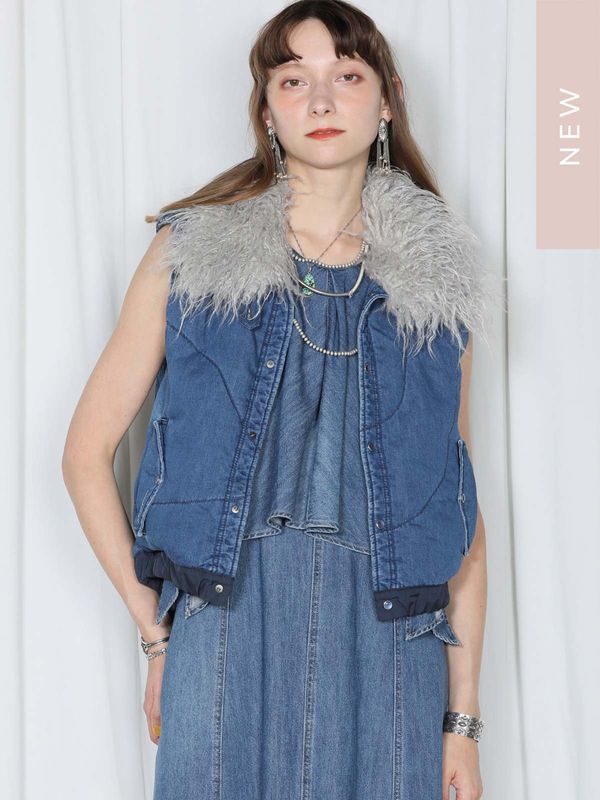 新品　アントゲージ　デニムビスチェ　ベスト　ヴィンテージ色 新品 アントゲージ デニムビスチェ ベスト ヴィンテージ色 新品