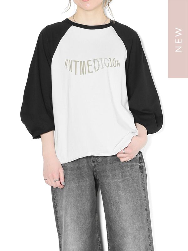 Antgauge アントゲージ Tシャツ 新作 断ち切り ラグラン TEE D1200 ブランド レディース 服 トップス ラグランTシャツ プルオーバー 7分 7分袖 プリント ロゴ 断ち切りラグランTee | ANTGAUGE OFFICIAL ONLINE SHOP/アント
