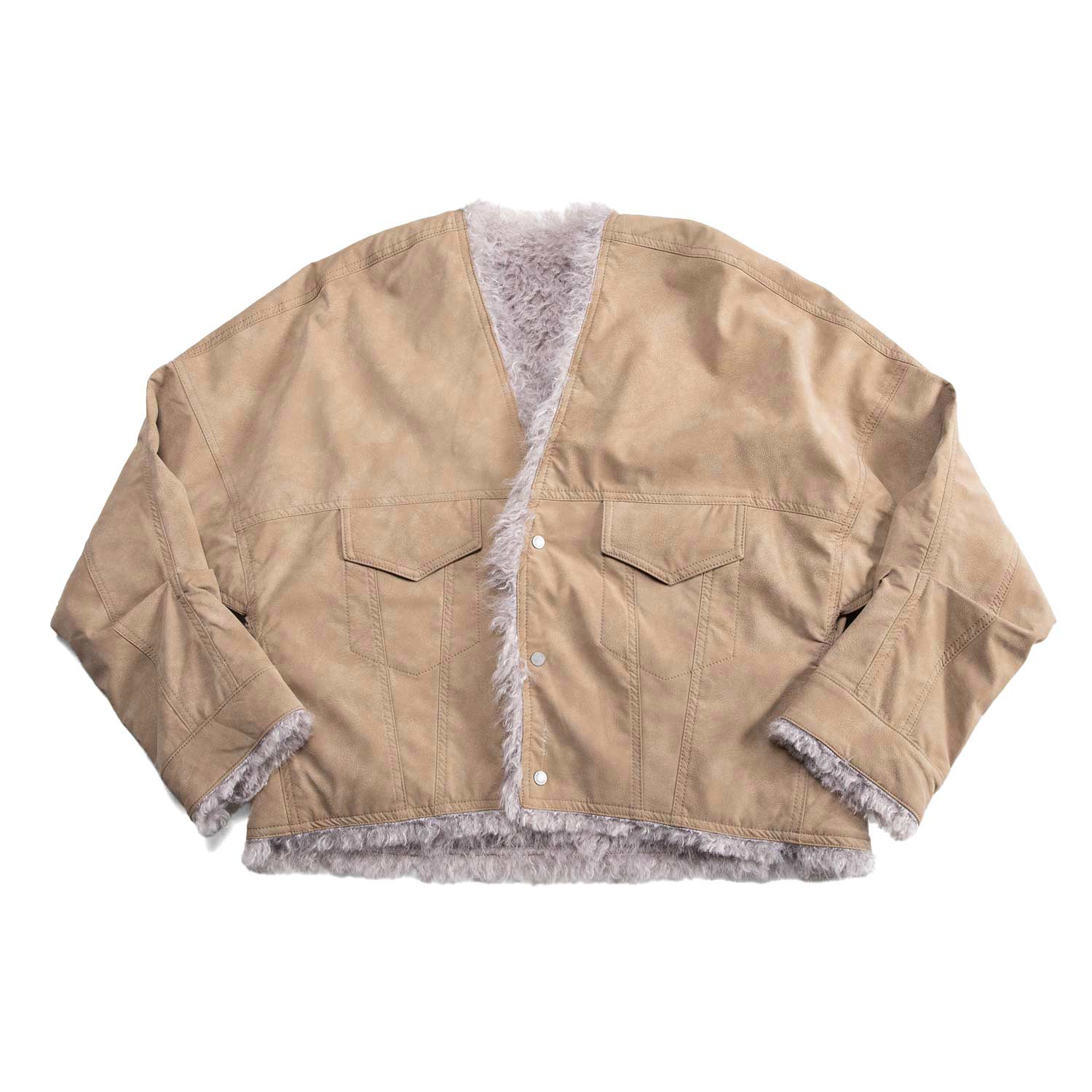 bb.chanアコーレ異素材ジャケット　新品♦︎お値下げ セール】一気にコーデを格上げする美シルエット。オーバーサイズ PU