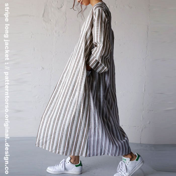 ナチュラル風合い、優しげカラーがコーデに馴染む。ストライプガウン・再販。(80)メール便可