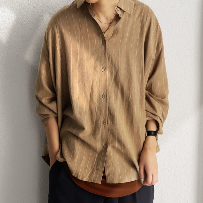 ユルさとヌケのある一枚。ストライプシャツジャケット・再販。メール便不可