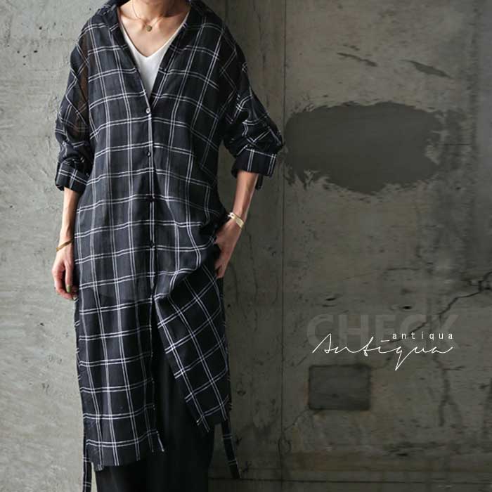 １枚で大人カジュアルに決まる。チェック柄ブラウジングワンピース・(80)◎メール便可！