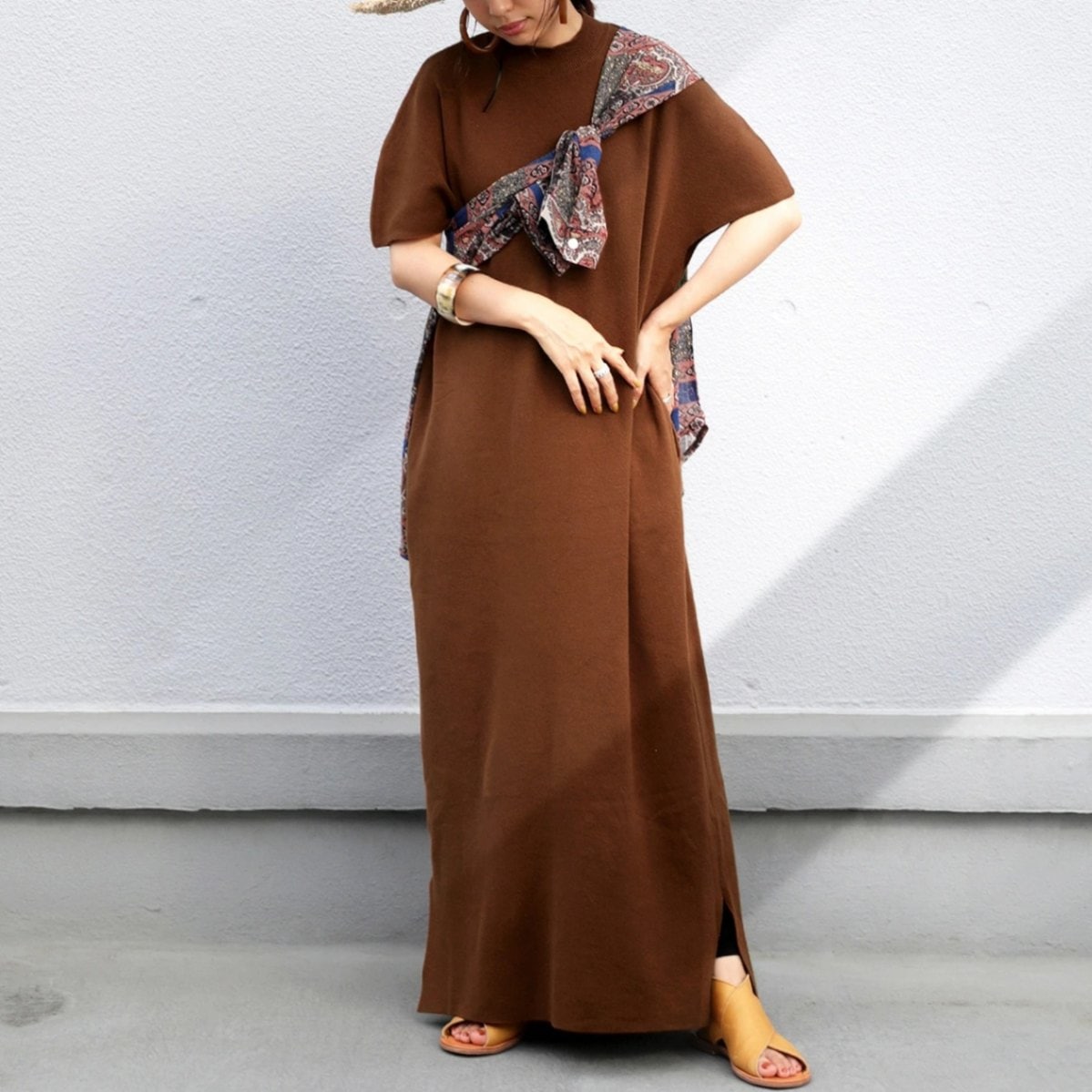 大人可愛い。品とカジュアルの美シルエット。フレンチスリーブニットOP 送料無料・メール便不可