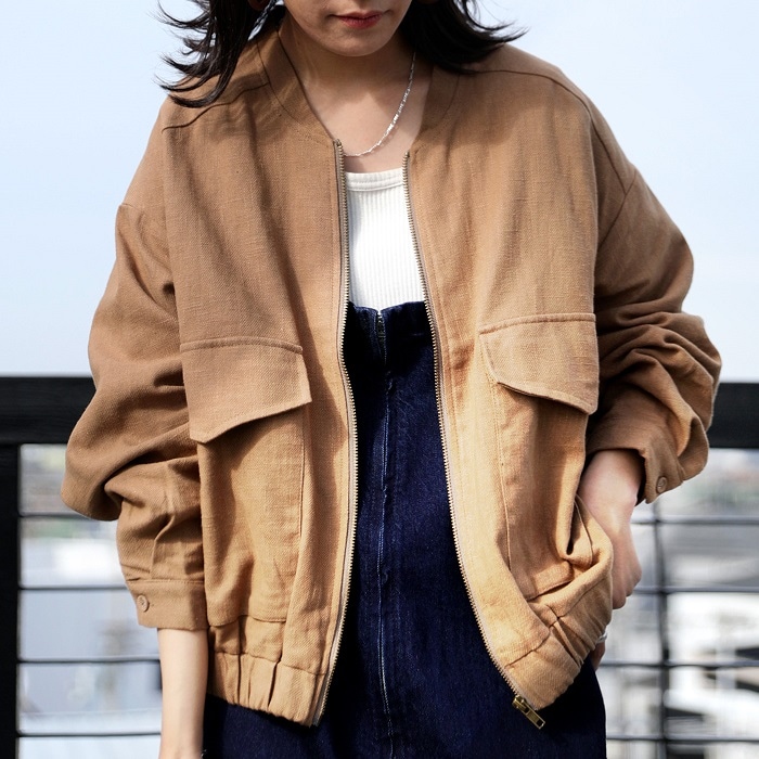 ワーク感とノーカラーの抜け感の甘辛MIX。フラップポケットブルゾン 送料無料・再販。メール便不可