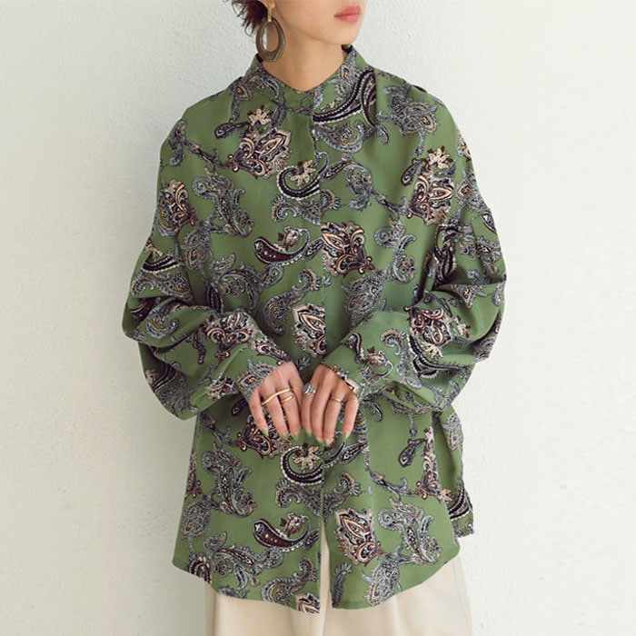 ペイズリー柄シャツ シャツ レディース 長袖 柄 送料無料・再販 