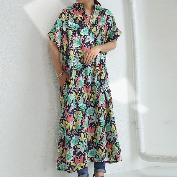 花柄ワンピース ワンピース レディース 半袖 柄 送料無料・再販。(100)メール便可