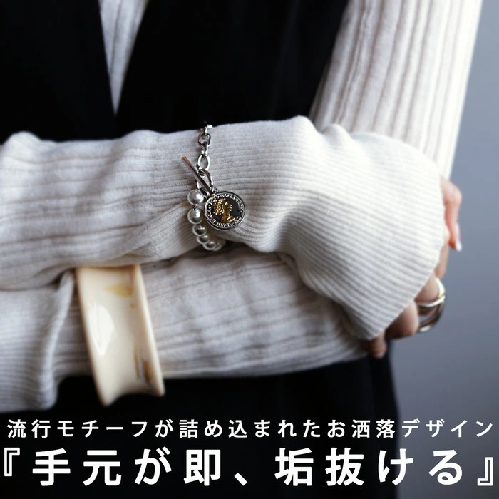 アクセ送料無料 コインモチーフ ブレスレット レディース パール マンテル・再販。(50)メール便可