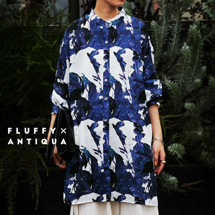 FLUFFY×ANTIQUA シアーシャツ シャツ レディース 送料無料・再販。(80)メール便可 few