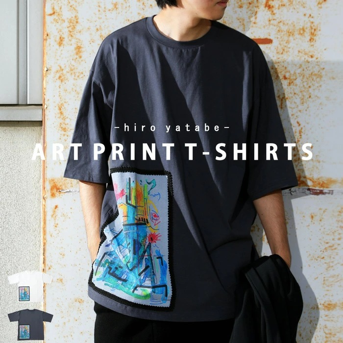 ヒロ・ヤタベ×ANTIQUA アートプリントT Tシャツ メンズ 送料無料・(100)メール便可【Z】