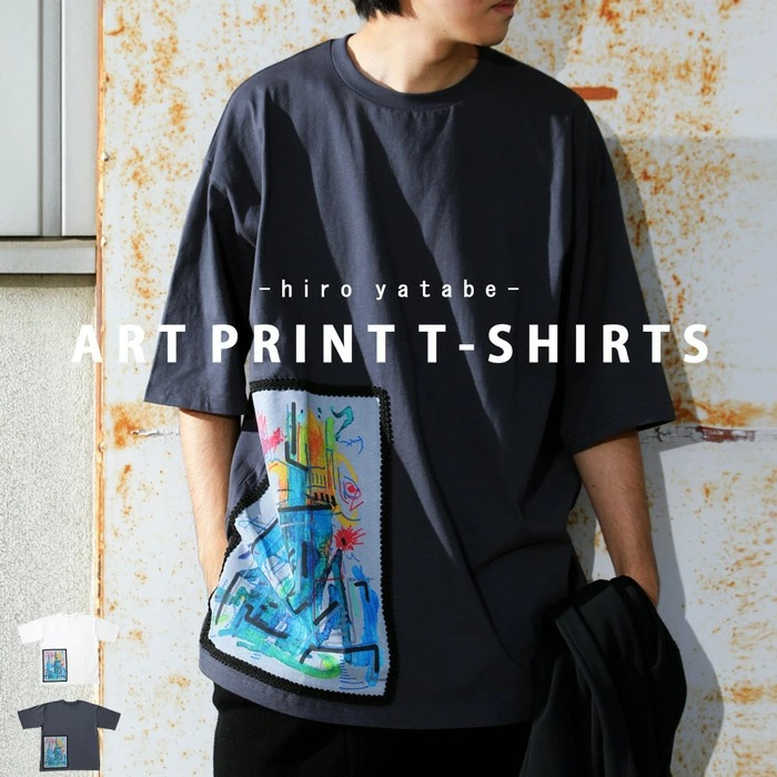 ヒロ・ヤタベ×ANTIQUA アートプリントT Tシャツ メンズ 送料無料・(100)メール便可【Z】 few 父の日