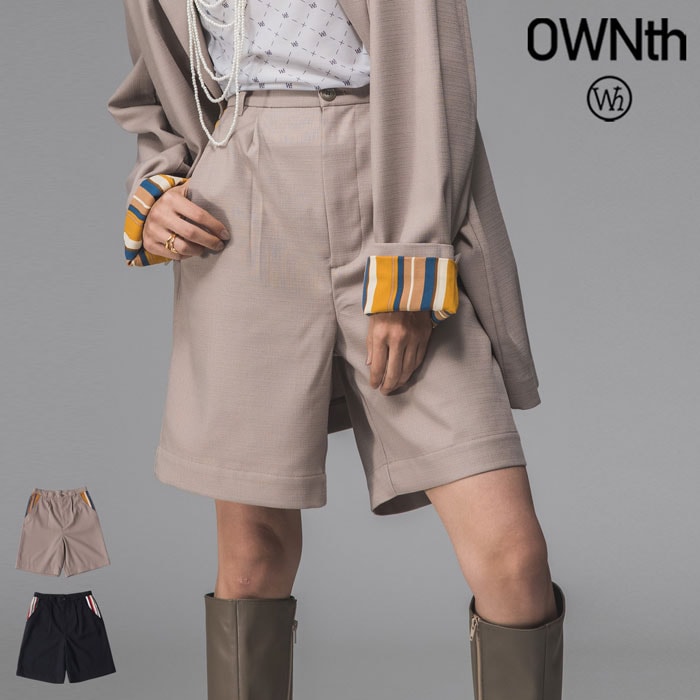 ハーフパンツ レディース ストライプ 柄 ワイド 送料無料・(100)メール便可