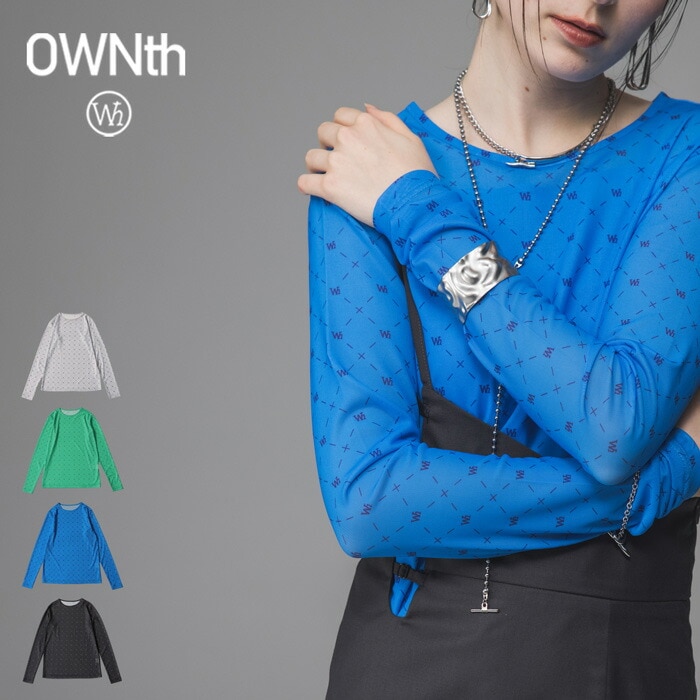 フォーマルitem2点10％OFF！26日10時まで モノグラム柄 シアーカットソー レディース 長袖 送料無料・(80)メール便可(返品・キャンセル・交換不可)