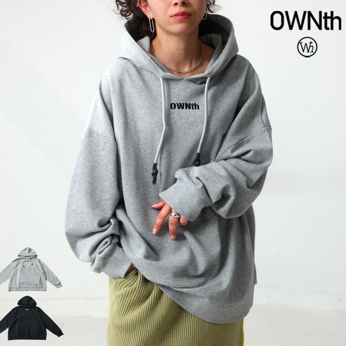 ロゴ刺繍 パーカー ユニセックス オーバーサイズ 送料無料・メール便不可