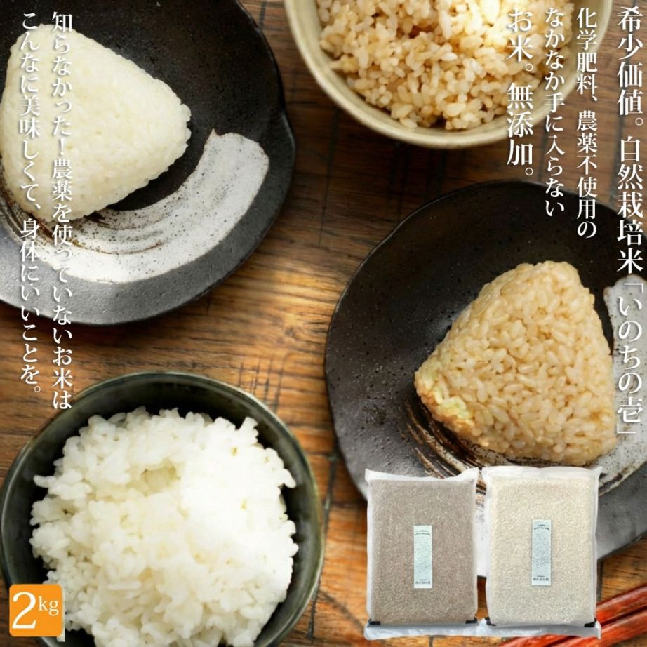 メディアでも話題!!お問い合わせ殺到!?自然栽培農法で育てた安心安全なお米 真空パック いのちの壱 2kg 特別送料無料・再入荷 メール便不可