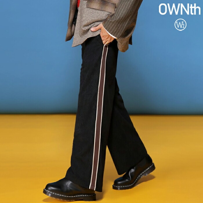 サイドテープラインコーデュロイトラックパンツ ユニセックス 送料無料・メール便不可