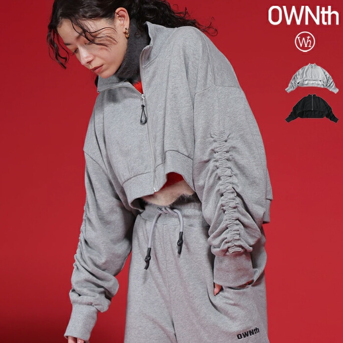 ギャザースリーブフルジップトップス レディース 長袖 送料無料・メール便不可