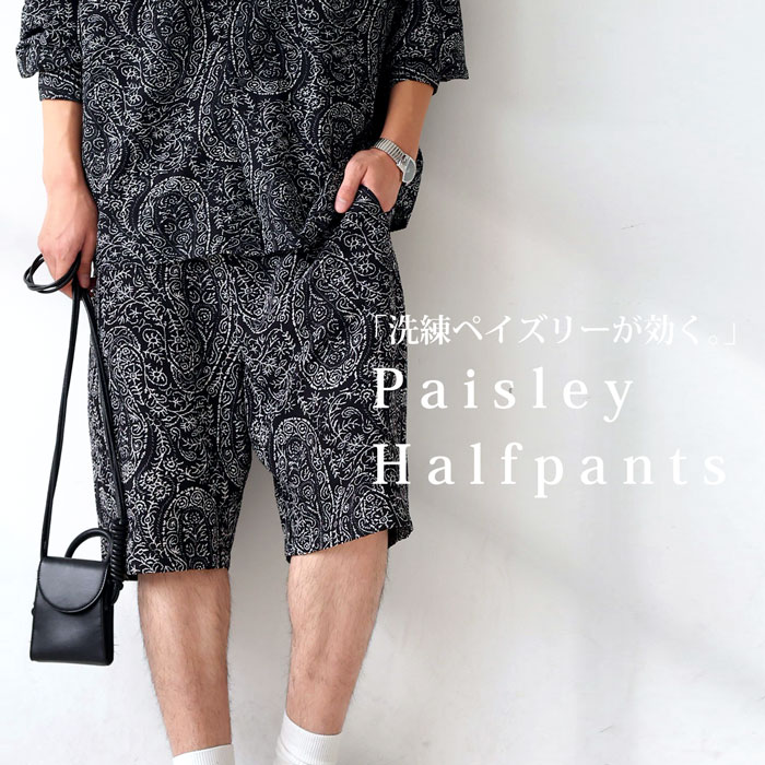 ハーフパンツ パンツ メンズ ボトムス ペイズリー柄 送料無料・(80)メール便可