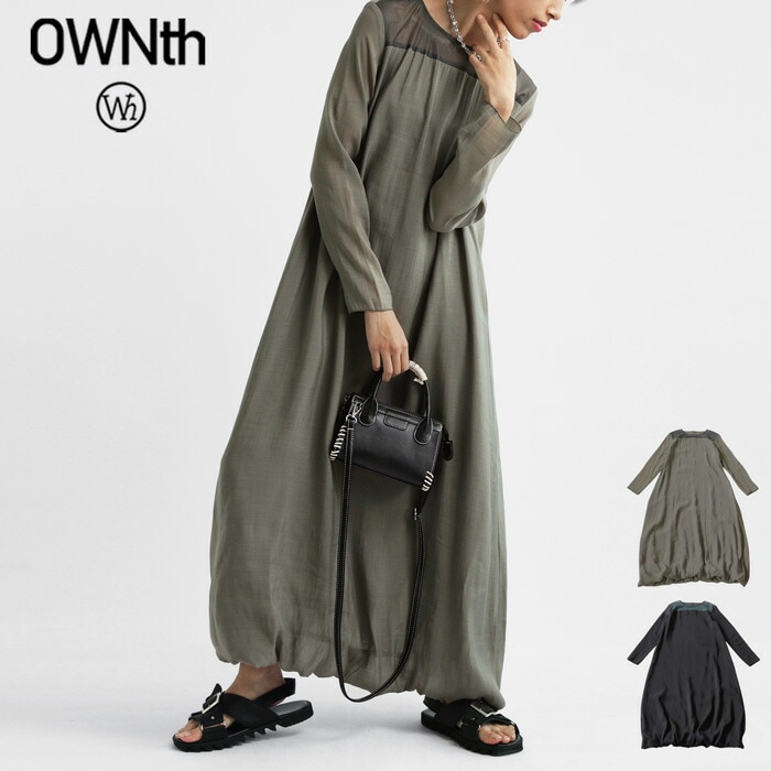 メッシュ切替 ワンピース レディース ロング 長袖 送料無料・(100)メール便可