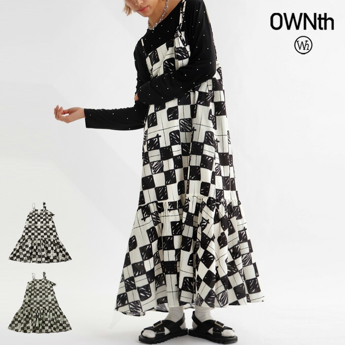 ブロックチェック柄 キャミワンピース レディース 綿 送料無料・(100)メール便可