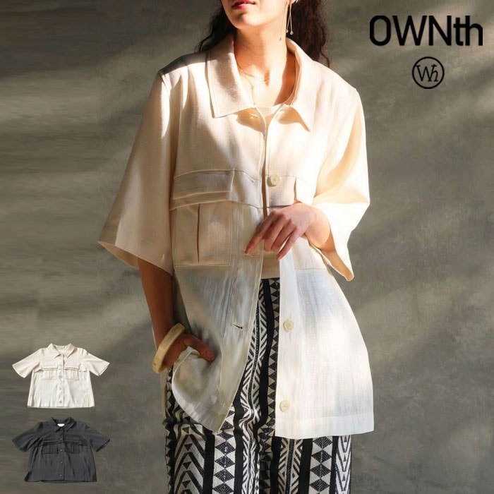 シアー切替 シャツ レディース トップス 半袖 ポケット 送料無料・(100)メール便可