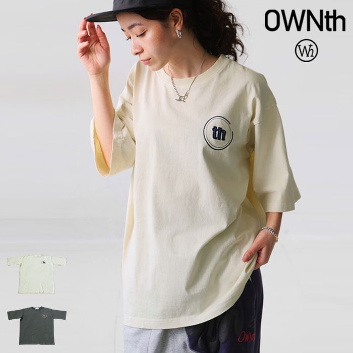 ロゴ刺繍 Tシャツ レディース トップス 五分袖 半袖 送料無料・(80)メール便可