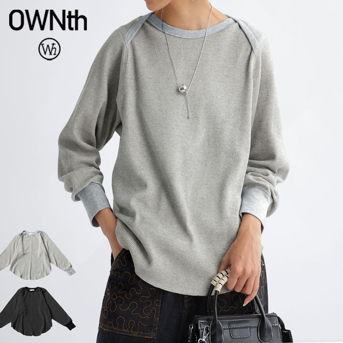 ワッフルトップス レディース カットソー トップス 長袖 送料無料・メール便不可