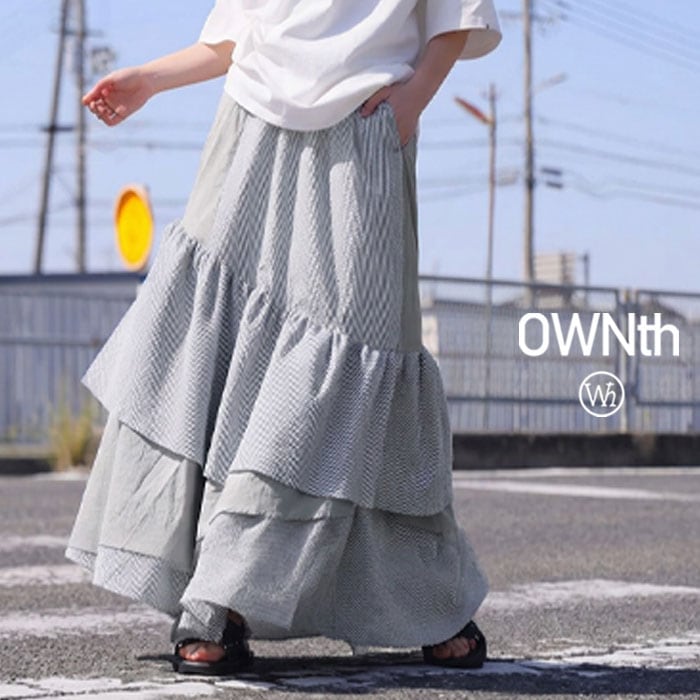 ストライプ スカート レディース ロング フレア 送料無料・メール便不可