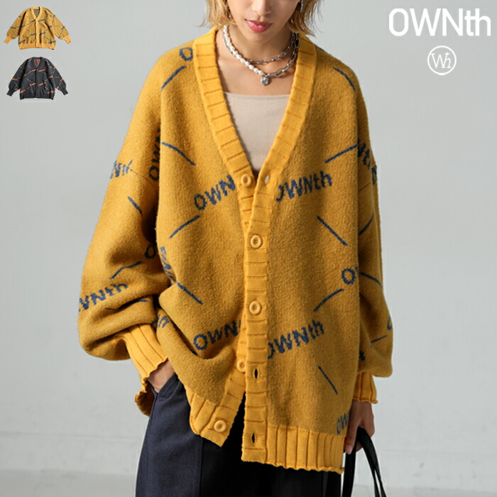 モノグラムカーディガン ユニセックス 長袖 Vネック 送料無料・メール便不可