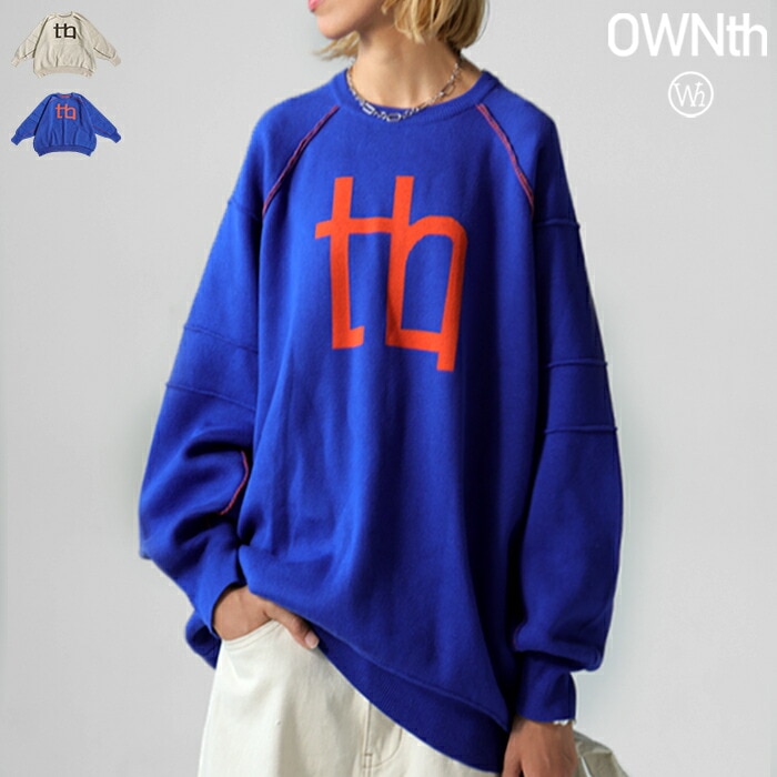 ロゴニット 長袖 ユニセックス ビッグシルエット 送料無料・メール便不可