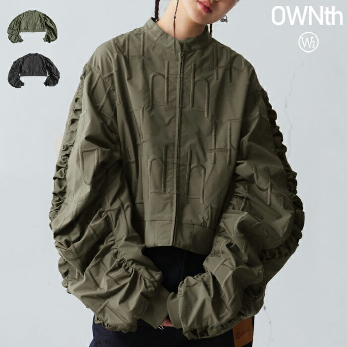 モノグラム ボリューム袖 ブルゾン レディース 長袖 送料無料・メール便不可