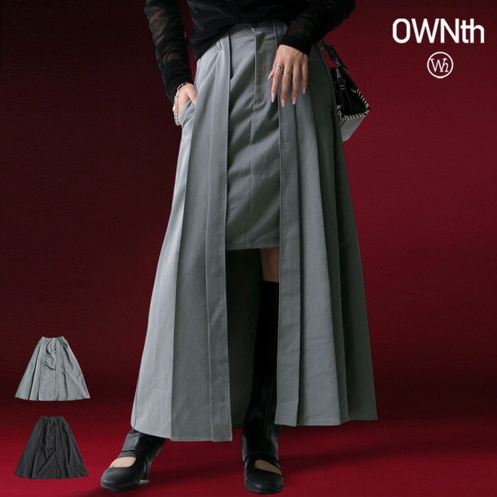 レイヤード風 プリーツスカート レディース ボトムス 送料無料・メール便不可